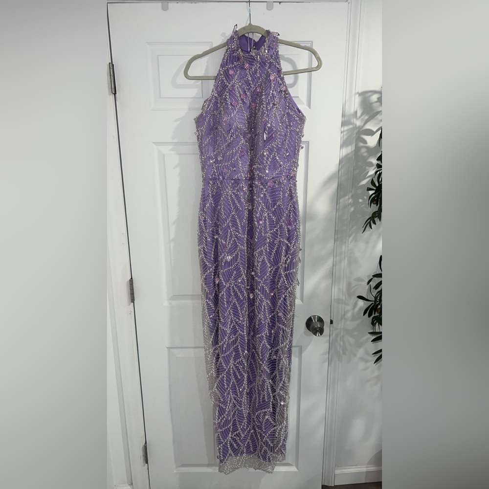 Egzona Abazi Lavender Halter Maxi Dress